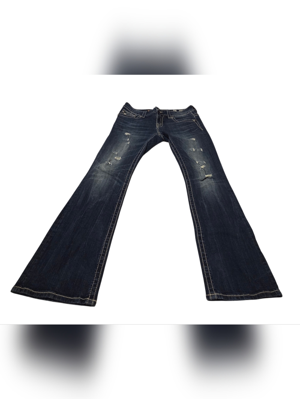 Women’s Miss Me Signature Slim Bootcut Jeans Sz 27 Distressed Bling Y2K